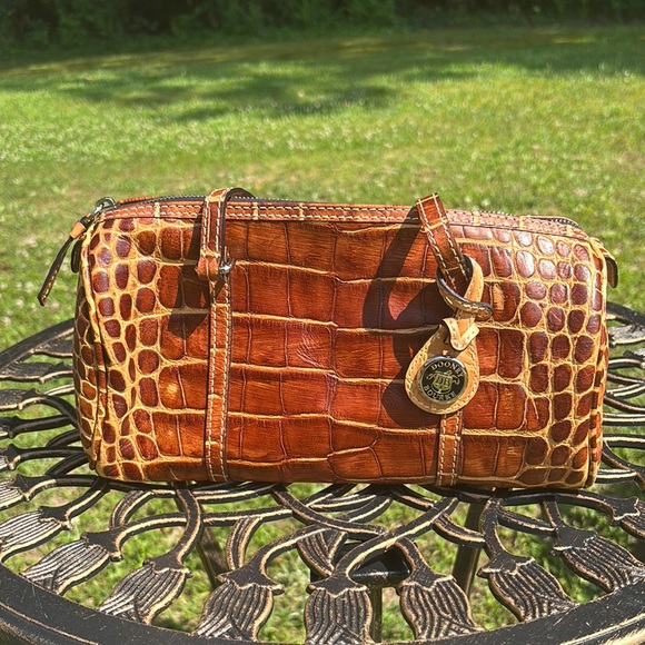 Dooney & Bourke Brown Crocodile Embossed Shoulder Bag - Picture 6 of 11